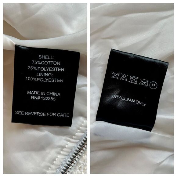 Love Token Tweed Moto Jacket in Ivory. Size M. - Picture 11 of 13